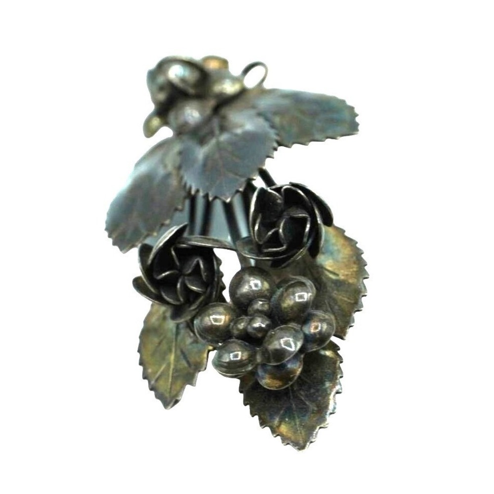 Vintage‎ Hobe Sterling Silver Brooch Floral Bouquet Pin Signed Jewelry
